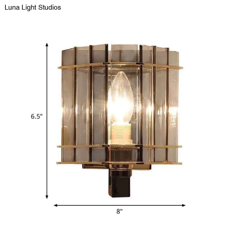 DecorBites™ Smoke Gray Glass Rectangle Wall Sconce with Modern Panel Design - Bedside Lamp