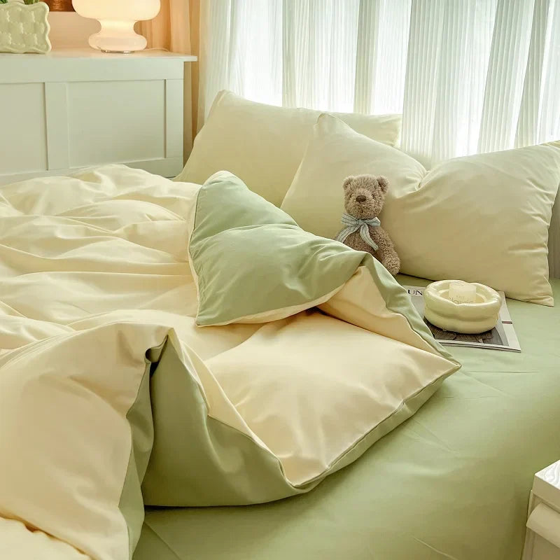 DecorBites™ Solid Color Brush Fabric Bedding Set - 4 Pieces