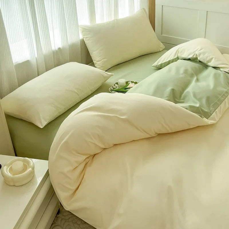 DecorBites™ Solid Color Brush Fabric Bedding Set - 4 Pieces