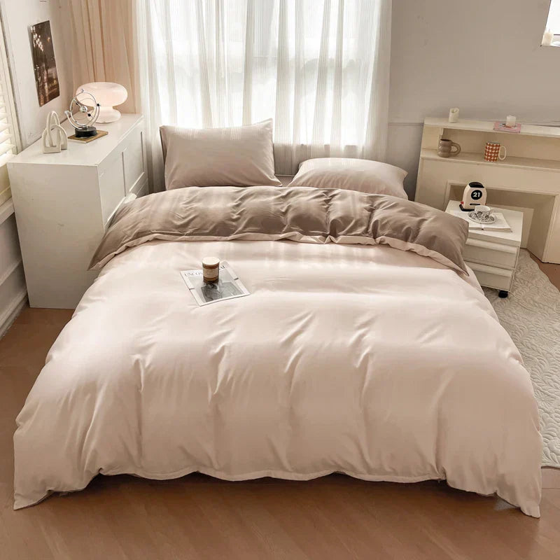 DecorBites™ Solid Color Brush Fabric Bedding Set - 4 Pieces