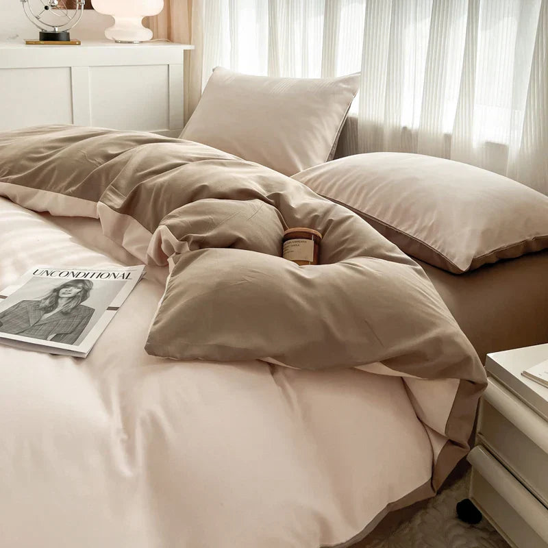 DecorBites™ Solid Color Brush Fabric Bedding Set - 4 Pieces