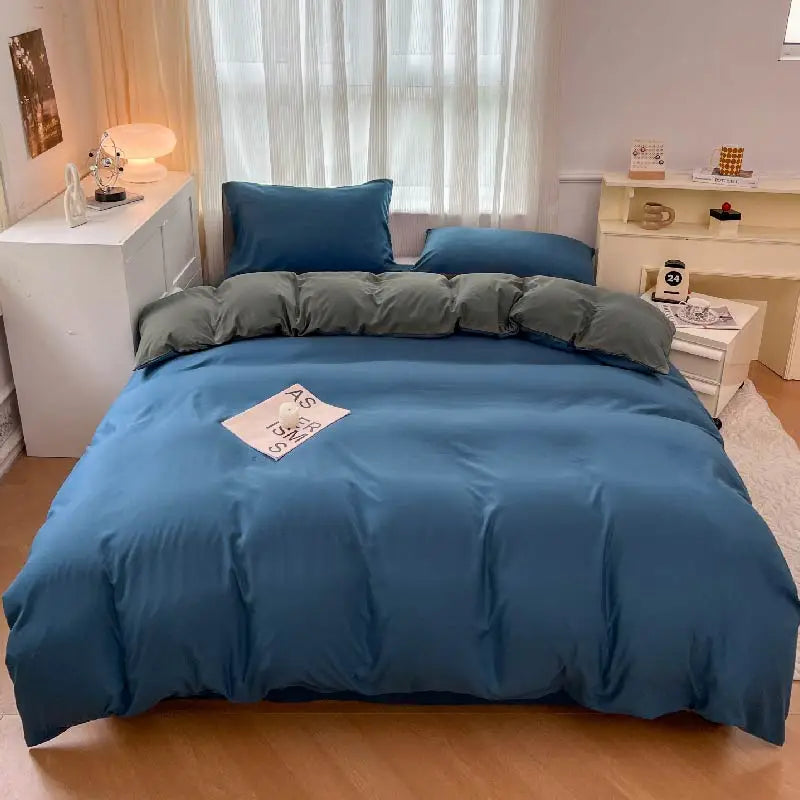 DecorBites™ Solid Color Brush Fabric Bedding Set - 4 Pieces