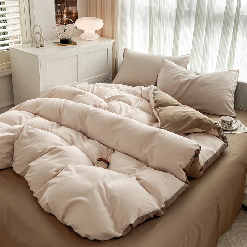 DecorBites™ Solid Color Brush Fabric Bedding Set - 4 Pieces