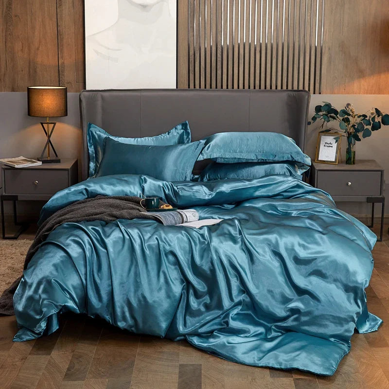 DecorBites™ Solid Color Luxury Rayon Satin Bedding Set