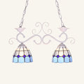 DecorBites™ Stainless Glass Island Lighting Dome Shade Tiffany Style Hanging Lamp - Black/Blue/White - Ideal for Balcony