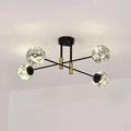 DecorBites™ Starry Nordic Ball Semi Flush Light Fixture in Black, Smoke Glass - Ideal for Living Room Ceiling - Stylish Ceiling Lamp