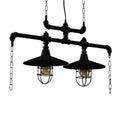 DecorBites™ Steampunk Black Iron Hanging Light Fixture with Cage and Chain Deco