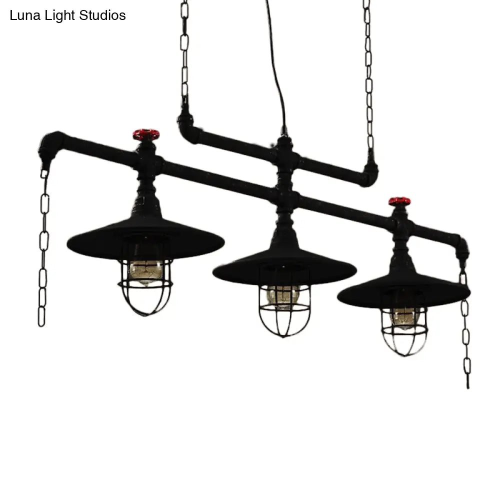 DecorBites™ Steampunk Black Iron Hanging Light Fixture with Cage and Chain Deco