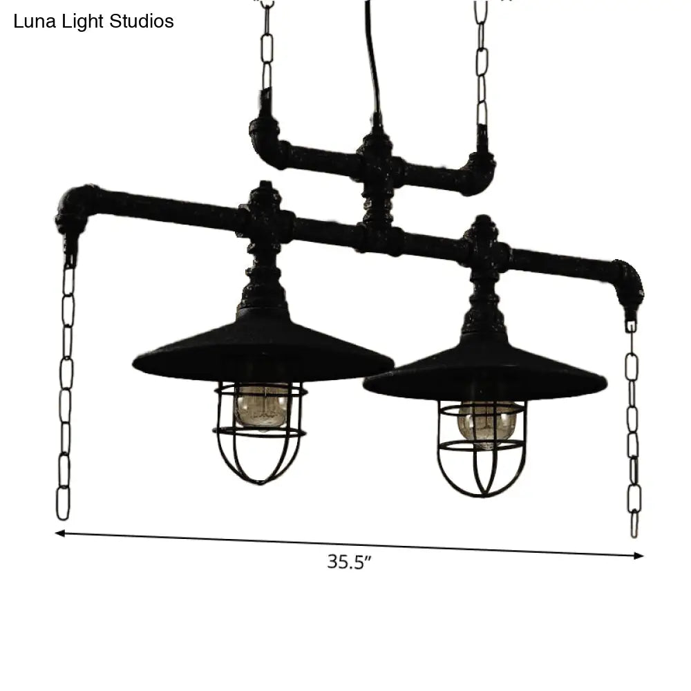 DecorBites™ Steampunk Black Iron Hanging Light Fixture with Cage and Chain Deco