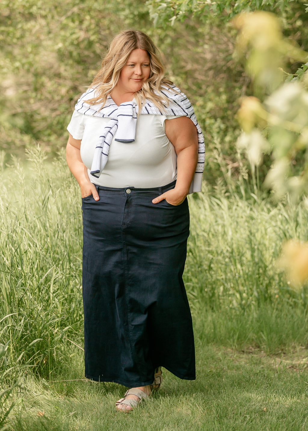 Stella Navy Maxi Denim Skirt
