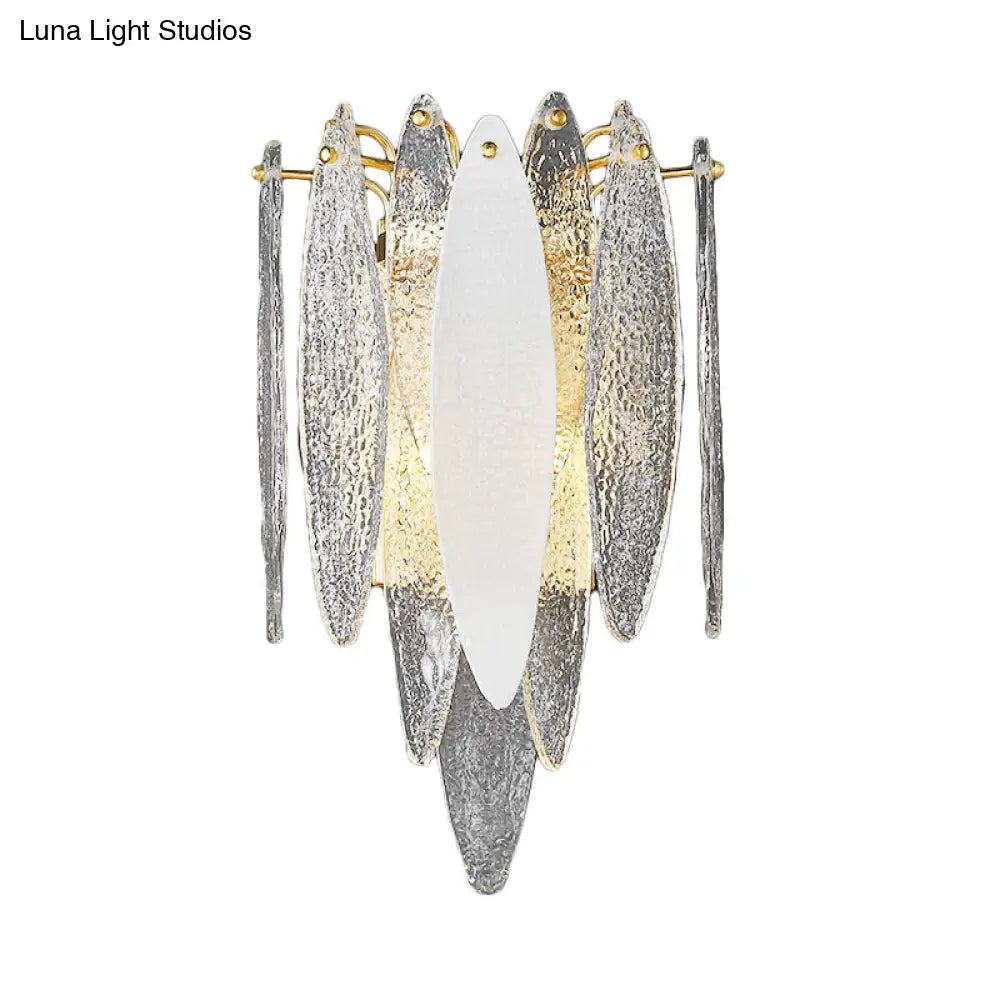 DecorBites™ Stylish Blue/Clear Seedy Glass 2-Light Oval Flake Wall Sconce Lamp