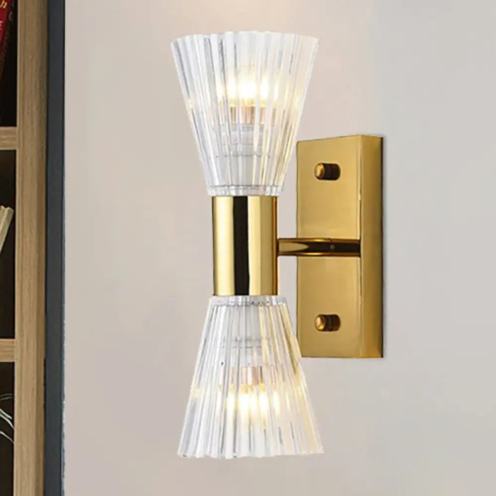 DecorBites™ Stylish Crystal Hourglass Wall Light Fixture - 2-Light Gold Up and Down Wall Sconce