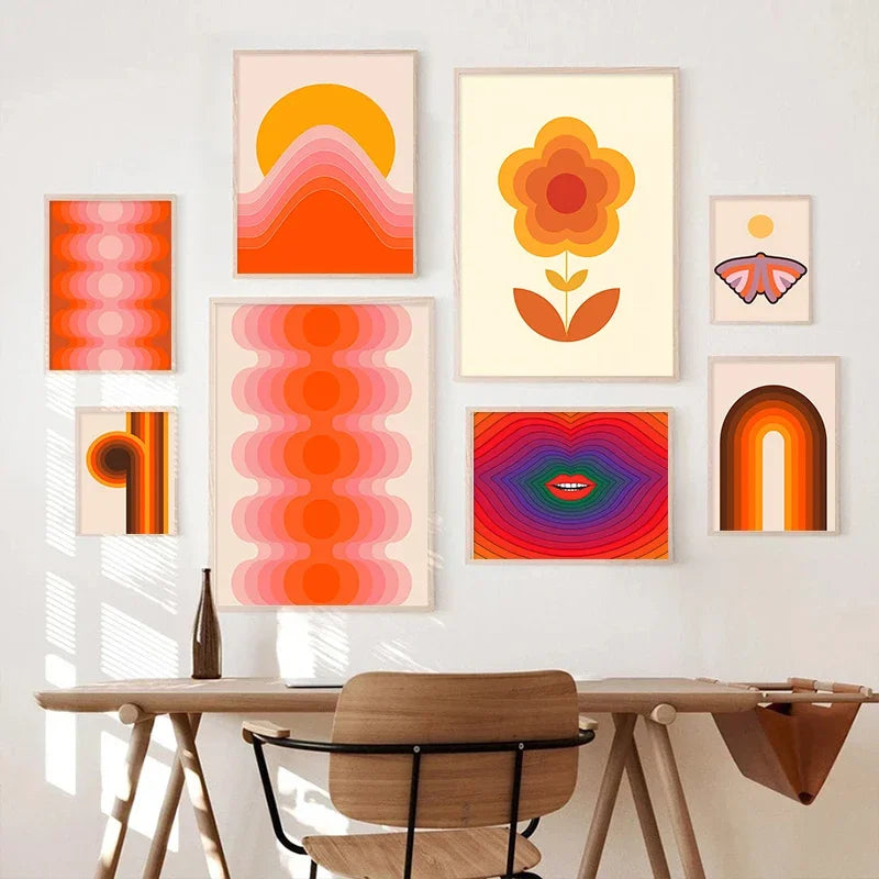 DecorBites™ Sunset Rainbow Flower Canvas Art Print