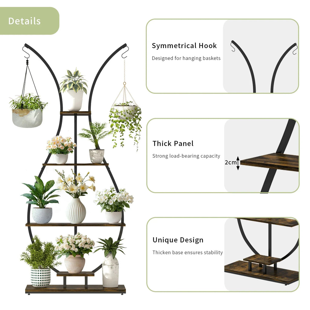 DecorBites™ Tall Metal Plant Stand with 5 Tiers