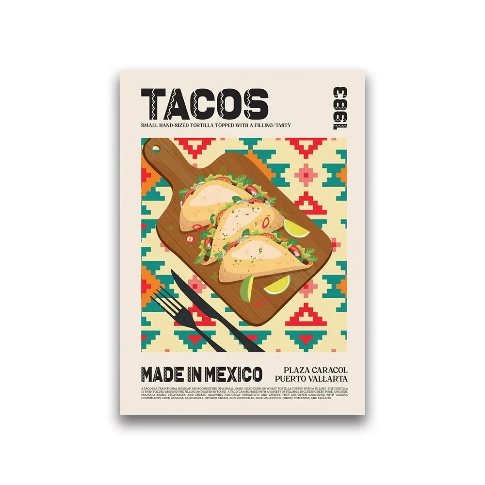 DecorBites™ Tasty World Cuisine Canvas Wall Art