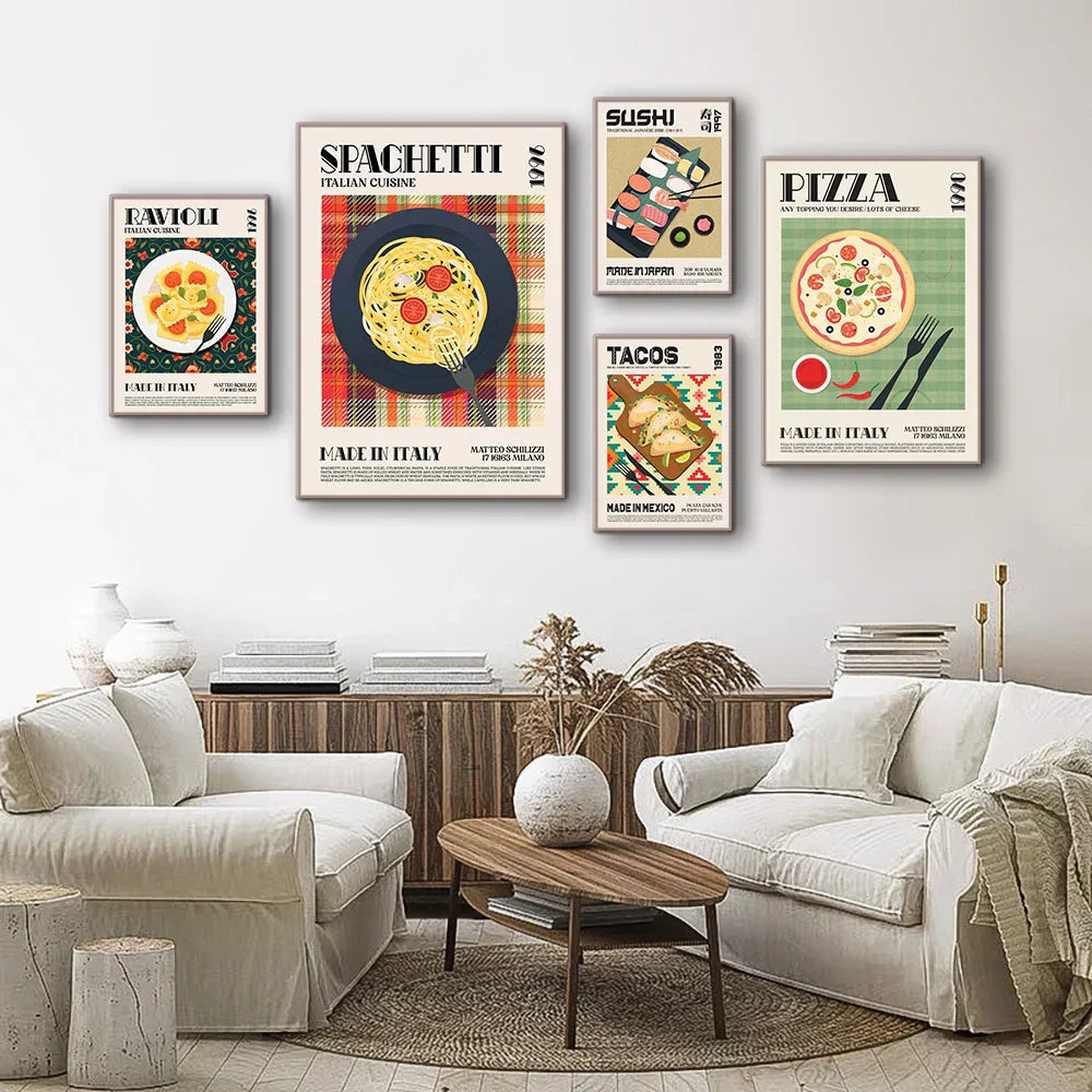 DecorBites™ Tasty World Cuisine Canvas Wall Art