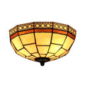 DecorBites™ Tiffany 2-Light Beige Flush Mount Ceiling Light with Art Glass Dome Shade for Bedroom