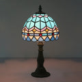 DecorBites™ Tiffany Art Glass Night Lamp - Bowl Shaped Stained Glass Table Lighting in Yellow/Blue