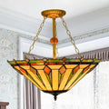 DecorBites™ Tiffany Semi Flush Mount Ceiling Light with Stained Glass Shade - 3 Lights for Living Room (23.5" H x 19.5" D)