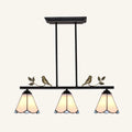 DecorBites™ Tiffany Style Conic Island Pendant Light - Stainless Glass with Bird Decoration