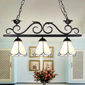 DecorBites™ Tiffany Style Island Chandelier Light - White Conic Shade Pendant Lamp with Stainless Glass (3 Bulbs)