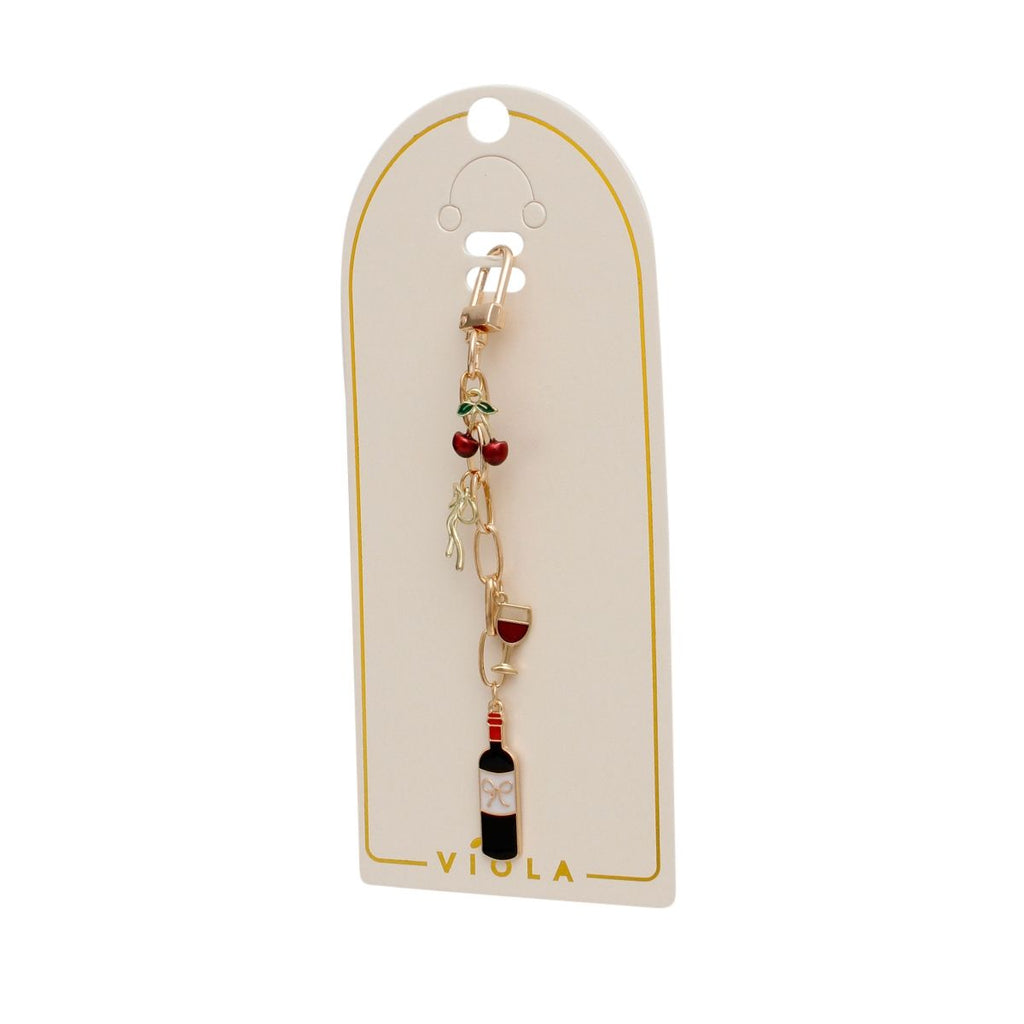 Keychain Bag Clip with Red Wine Lovers Charms Stylish Accessory