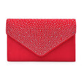 Women’s Red Ruched Rhinestone Clutch Bag – Stylish Statement Evening Handbag