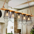 DecorBites™ Traditional Barrel Metal Island Pendant Light with 5 Lights and Wood Accents for Dining Room