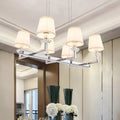DecorBites™ Traditional Barrel Pendant Light Fixture with Fabric Shades - Chrome Finish, 6/8 Lights - Dining Room Hanging Lamp Kit
