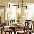 DecorBites™ Traditional Black/Gold Fabric Pendant Lighting - 3 Lights Barrel Island Light for Dining Room