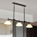 DecorBites™ Traditional Black Island Light Fixture with 3 Frosted Glass Cone Pendants