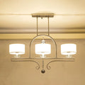 DecorBites™ Traditional Drum Fabric Island Pendant Light in Gold - 3 Lights Hanging Lamp for Living Room