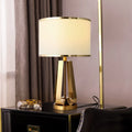 DecorBites™ Traditional Drum Shade Nightstand Light for Living Room - Single Table Lamp with Fabric Shade