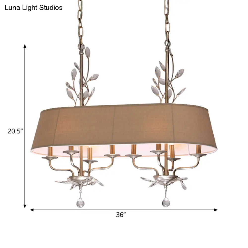 DecorBites™ Traditional Flaxen Fabric Pendant Lamp with Crystal Accents - 8-Light Island Hanging Fixture