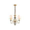 DecorBites™ Traditional Gold Chandelier with 3 Tapered Fabric Shades - Ideal for Dining Room Ceiling Light