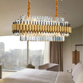 DecorBites™ Traditional Gold Rectangle-Cut Crystal Chandelier Light Kit - 10 Heads