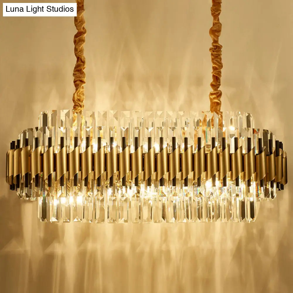 DecorBites™ Traditional Gold Rectangle-Cut Crystal Chandelier Light Kit - 10 Heads