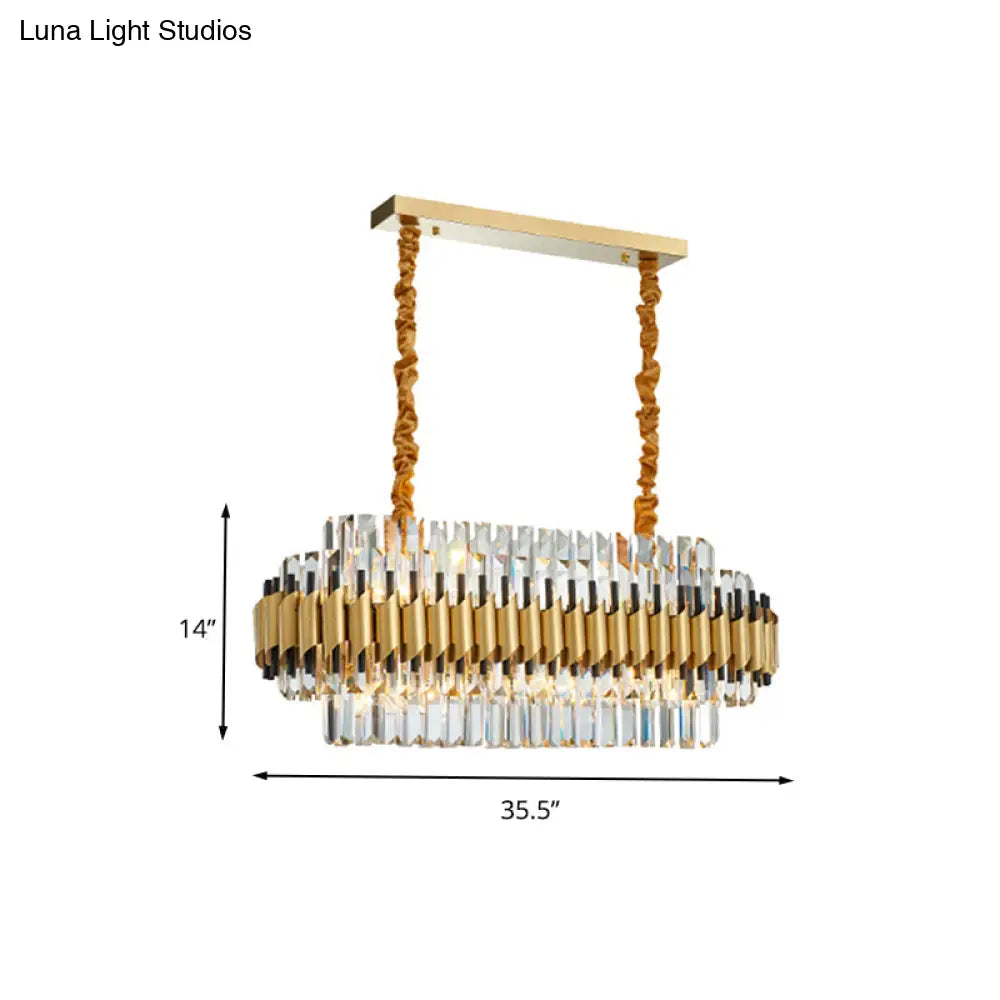DecorBites™ Traditional Gold Rectangle-Cut Crystal Chandelier Light Kit - 10 Heads