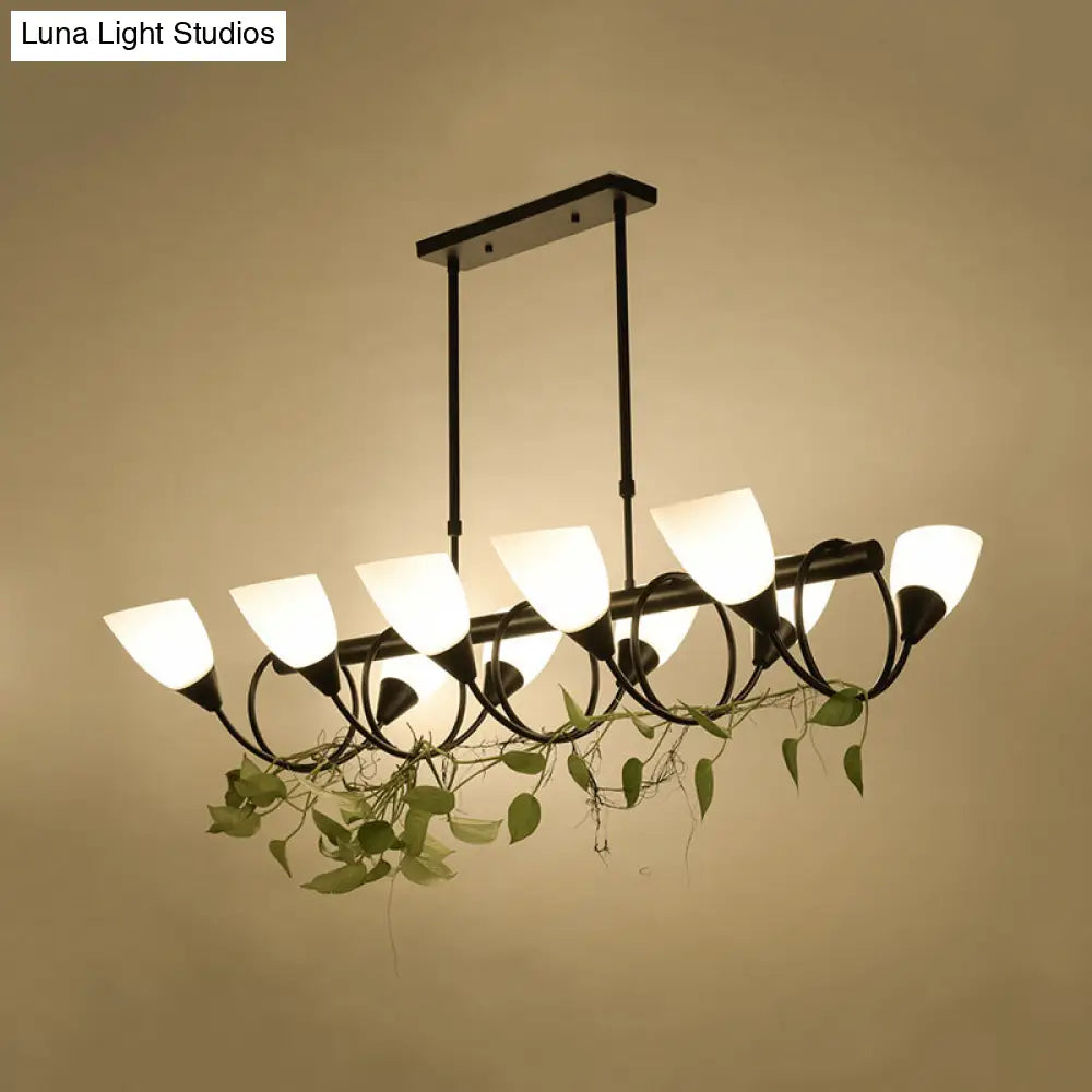 DecorBites™ Traditional Milky Glass Pendant Light Fixture - 6/8/10 Lights - Black Hanging Lamp Kit