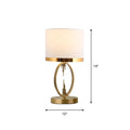DecorBites™ Traditional Round Fabric Table Light in Brass - Single Living Room Nightstand Lighting