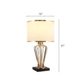 DecorBites™ Traditional Single Brass Table Light with Drum Shade for Living Room Nightstand