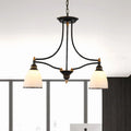 DecorBites™ Traditional White Glass Barrel Pendant Light with 2 Lights - Black Island Hanging Lamp
