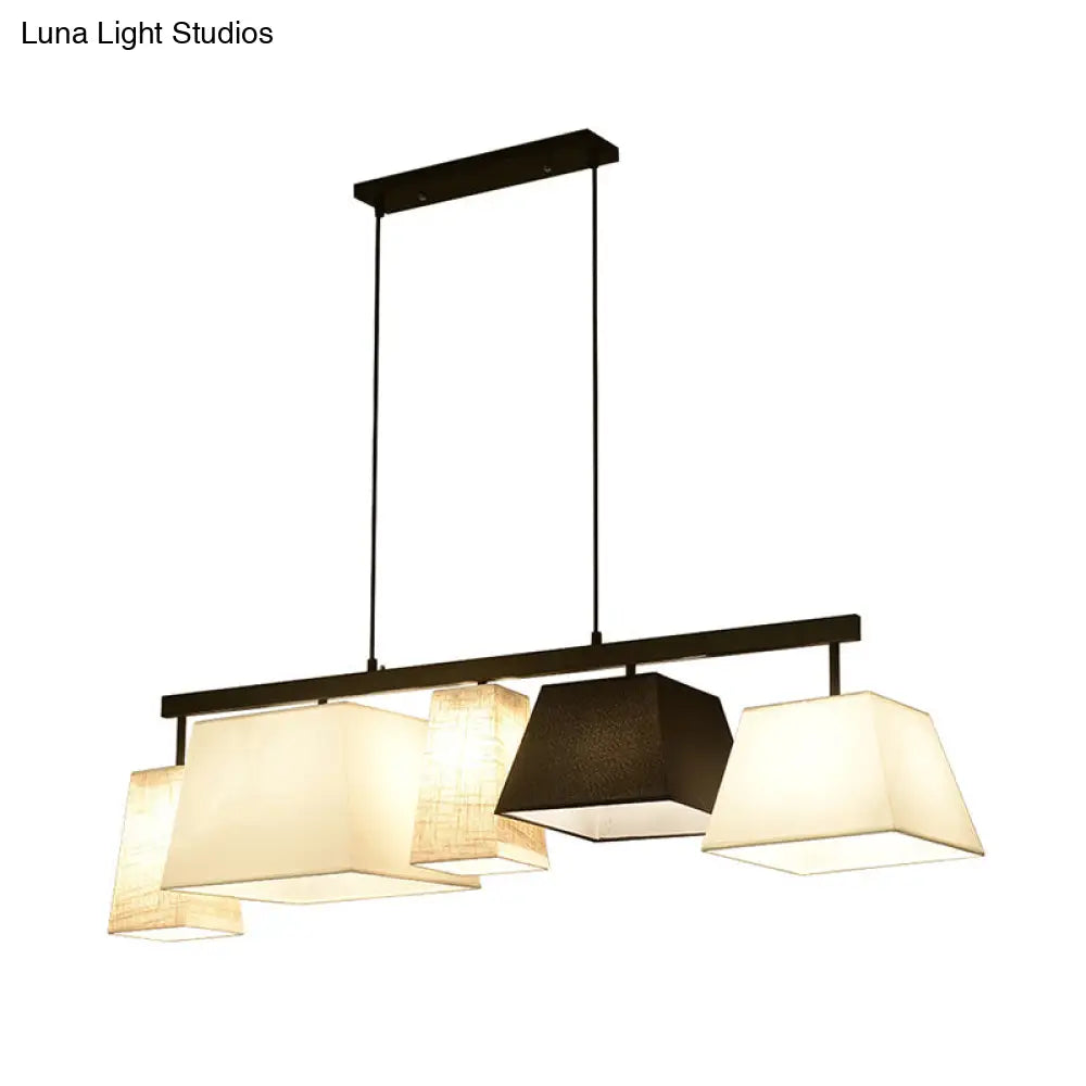DecorBites™ Trapezoid Fabric Hanging Lamp - 3/5 Black and White Lights - Contemporary Island Light Kit