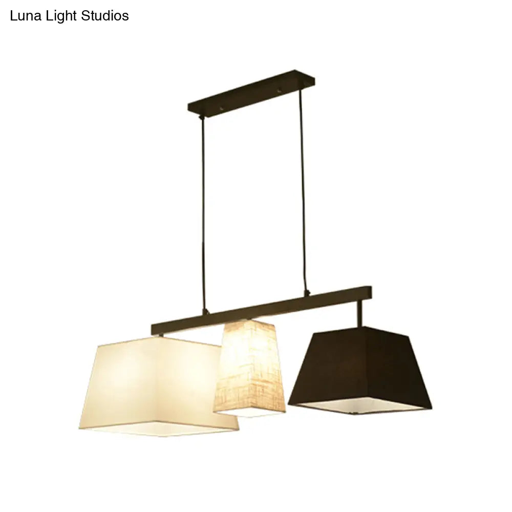 DecorBites™ Trapezoid Fabric Hanging Lamp - 3/5 Black and White Lights - Contemporary Island Light Kit
