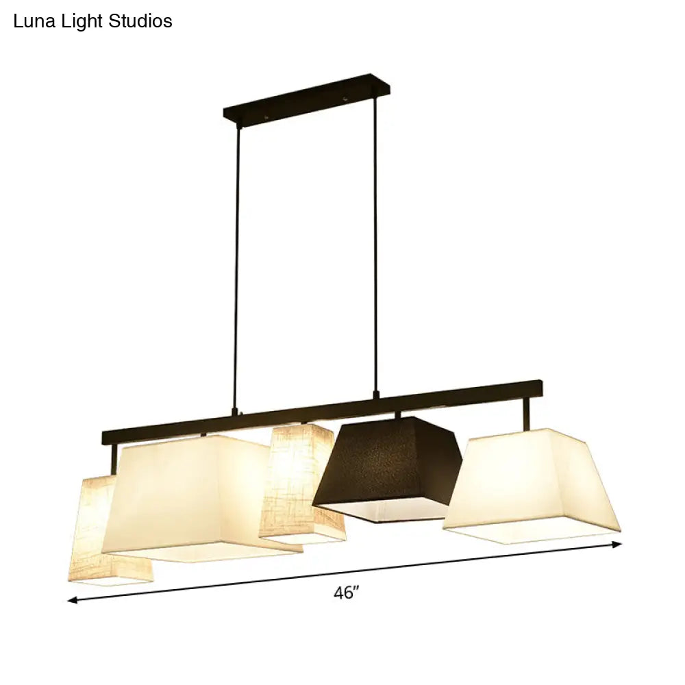 DecorBites™ Trapezoid Fabric Hanging Lamp - 3/5 Black and White Lights - Contemporary Island Light Kit