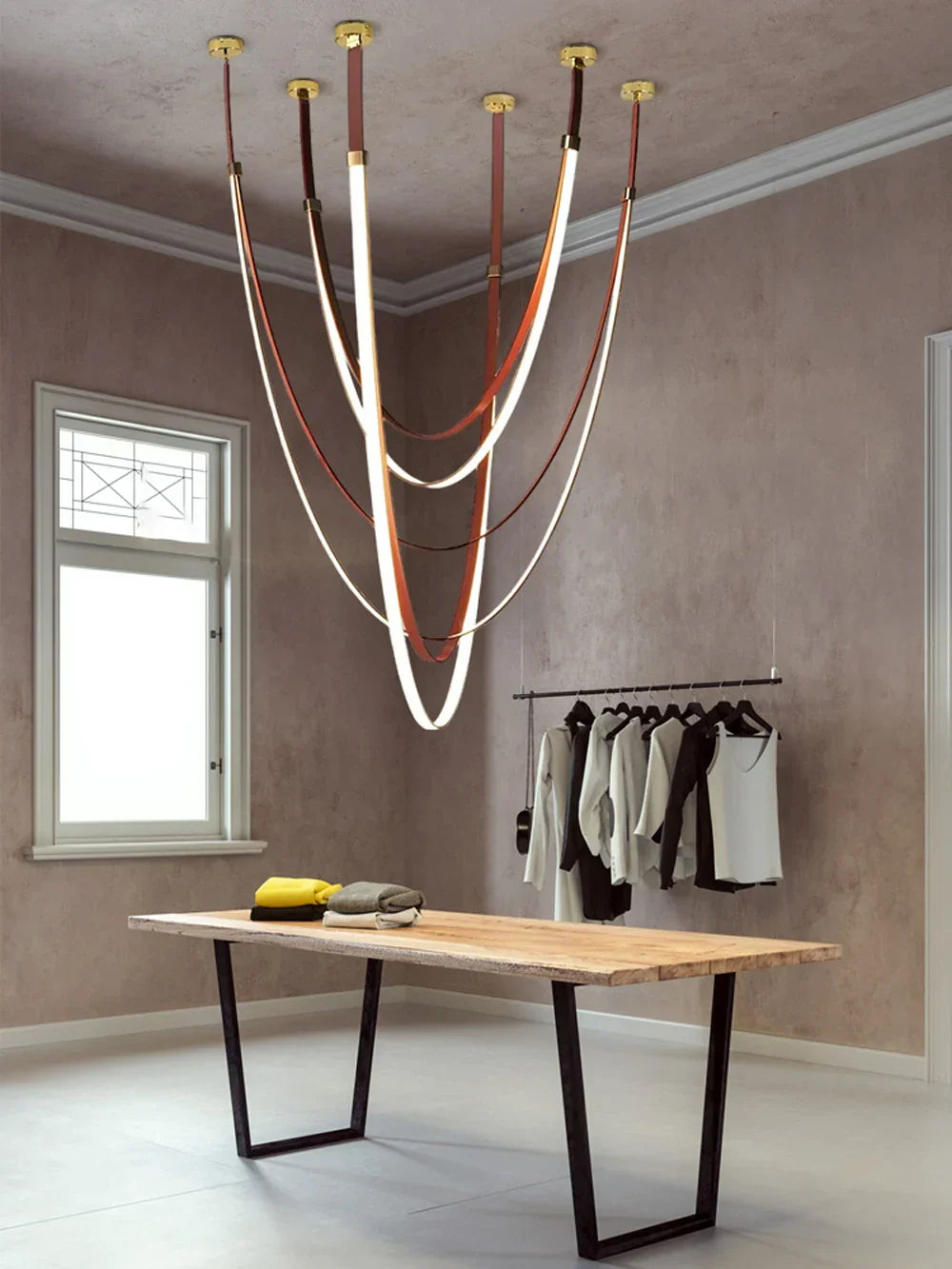 DecorBites™ Trendy Flexible Leather Belt LED Chandelier