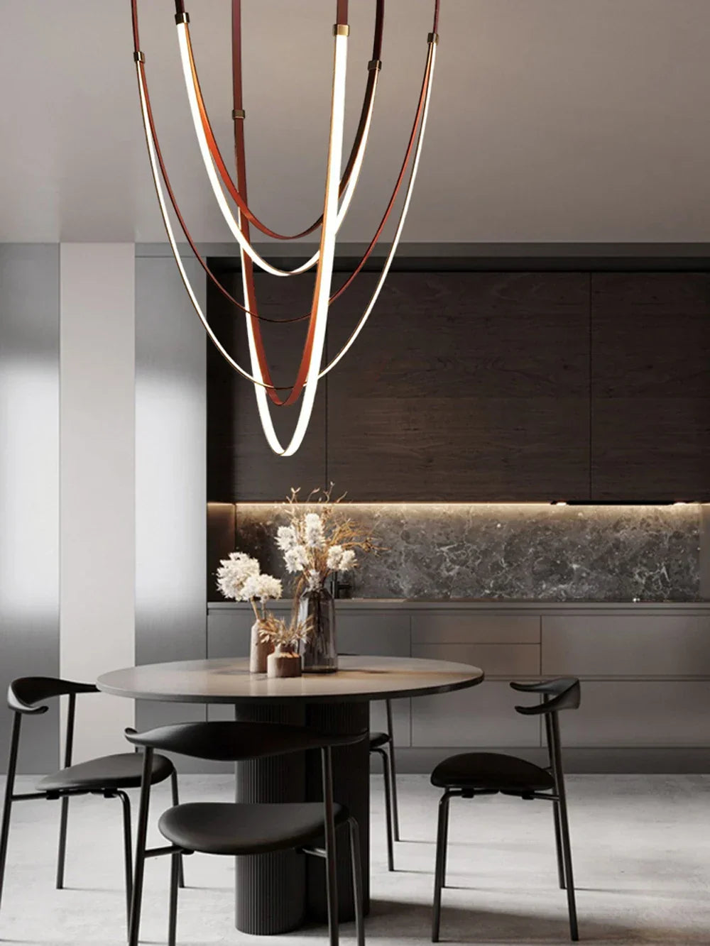 DecorBites™ Trendy Flexible Leather Belt LED Chandelier
