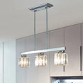 DecorBites™ Tri-Sided Crystal Rod Silver Pendant Light for Dining Room and Kitchen Island