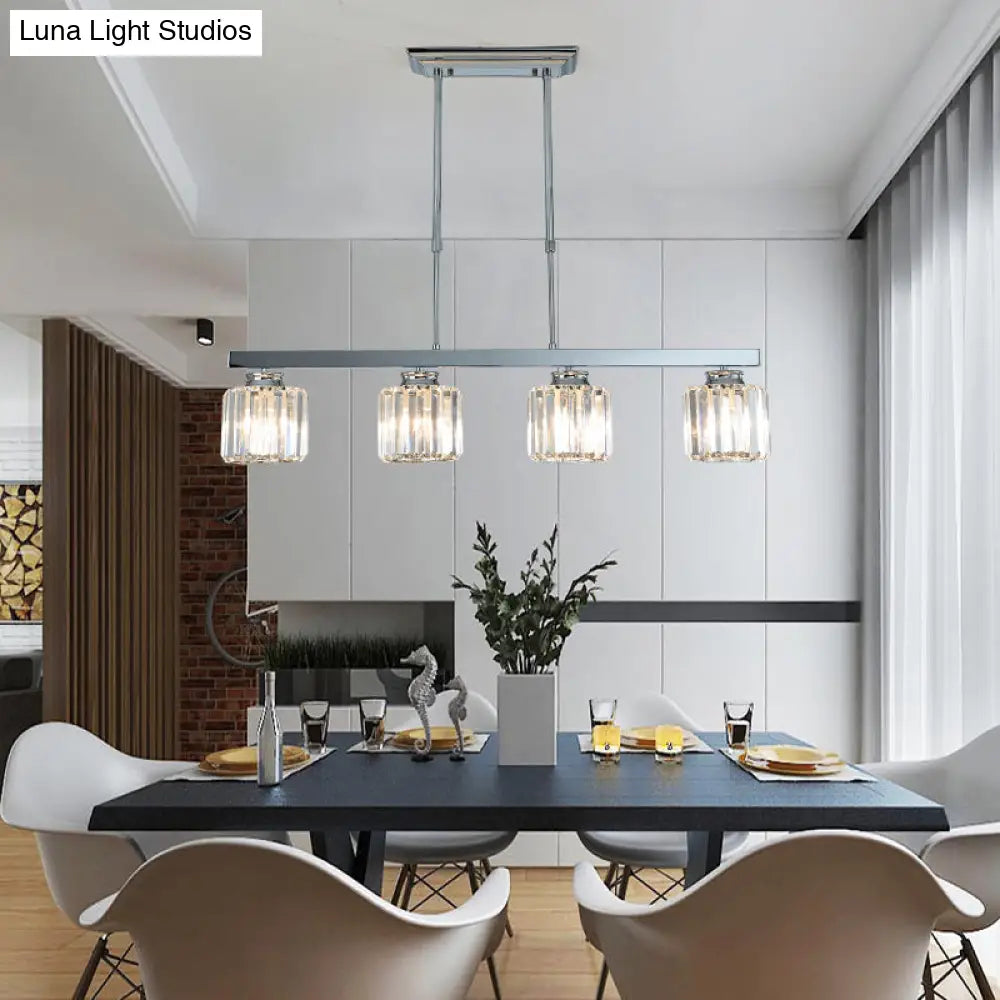 DecorBites™ Tri-Sided Crystal Rod Silver Pendant Light for Dining Room and Kitchen Island