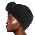 Women’s Trendy Black Stripe Donut Knot Turban Headband Stylish Accessory
